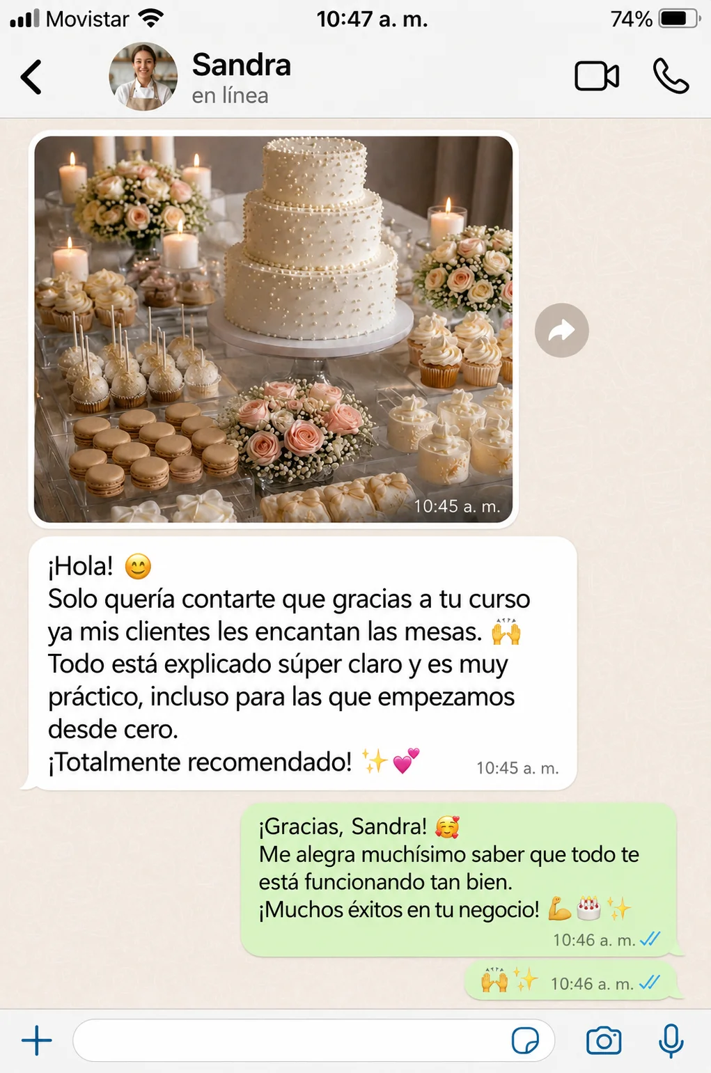 Alumna comparte su mesa de postres para unos quince años